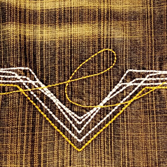 FIVE ELEMENTZ JEANS  34 x 30  Baggy  Blue/Gold Denim  Skater  Pkt Stitch Y2K EUC - Picture 6 of 12